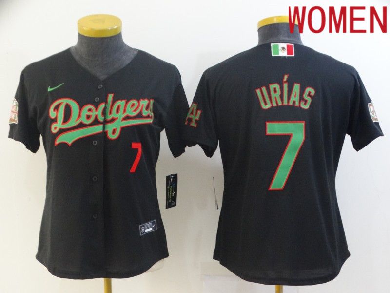 Women Los Angeles Dodgers #7 Urias Black Game Nike MLB Jerseys